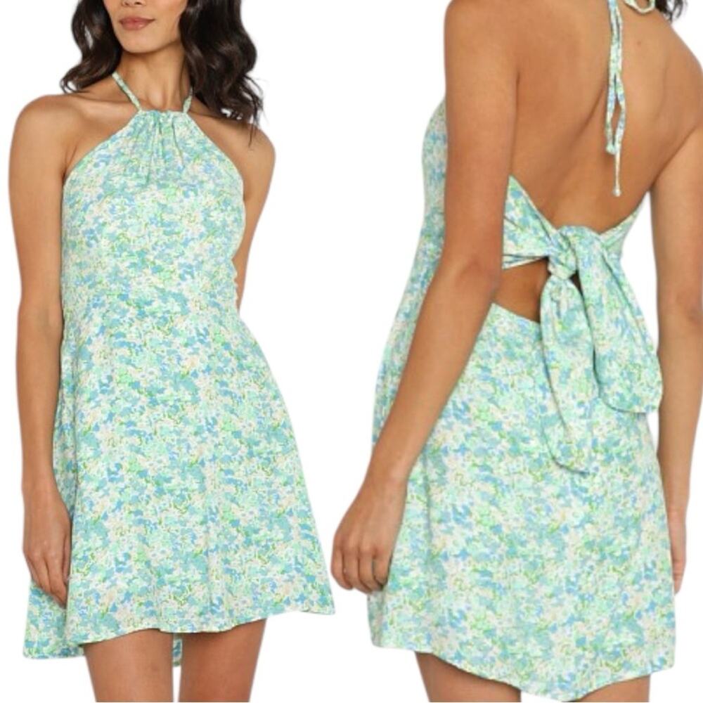 Faithfull the Brand NWT Women's Gaia Halter Mini Dress In Varenna Floral USA 6
